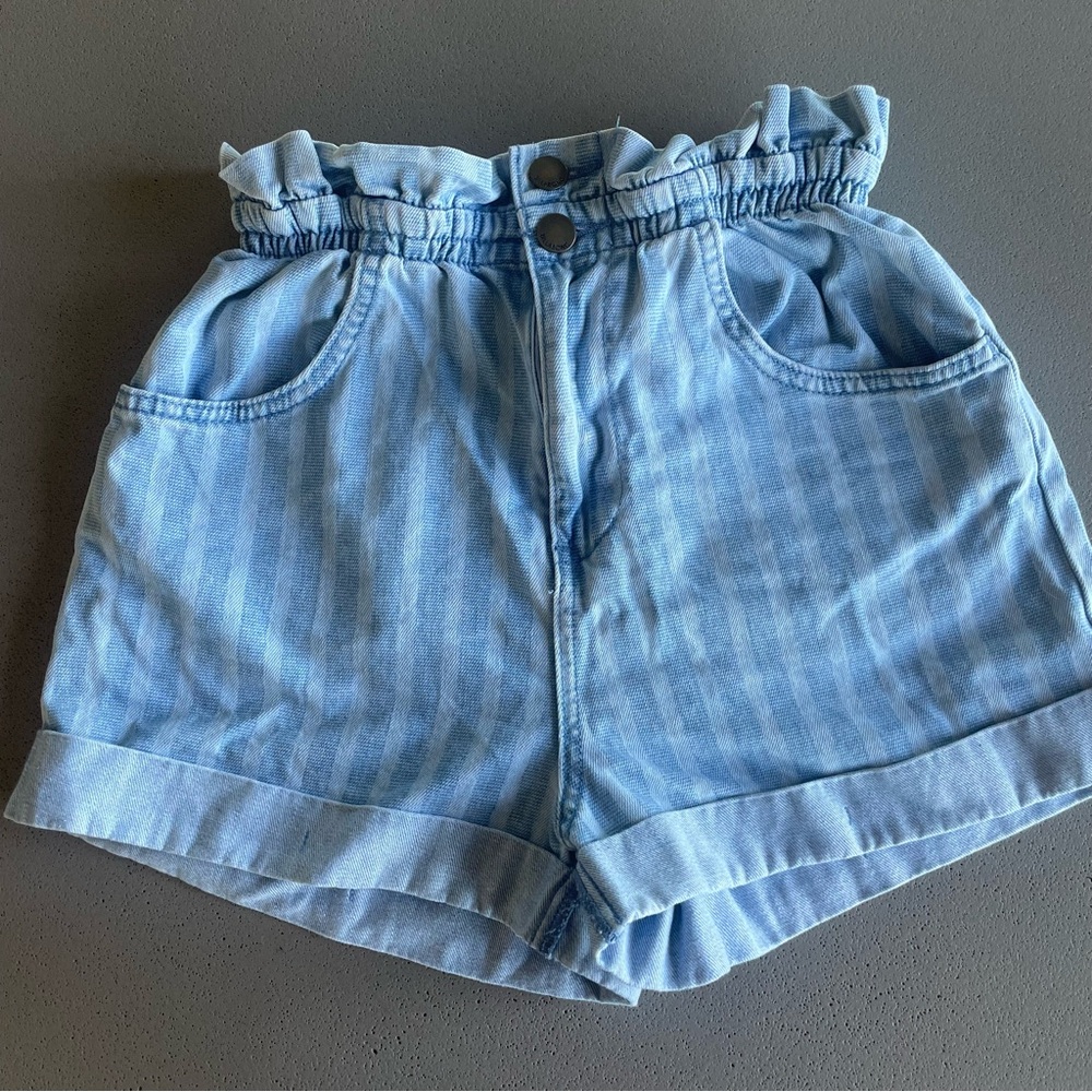 Billabong High Waist Blue Striped Shorts